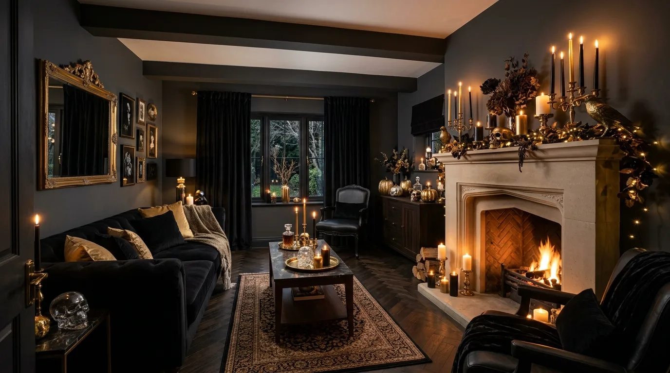 Sophisticated elegant Halloween decor for a chic spooky season.
